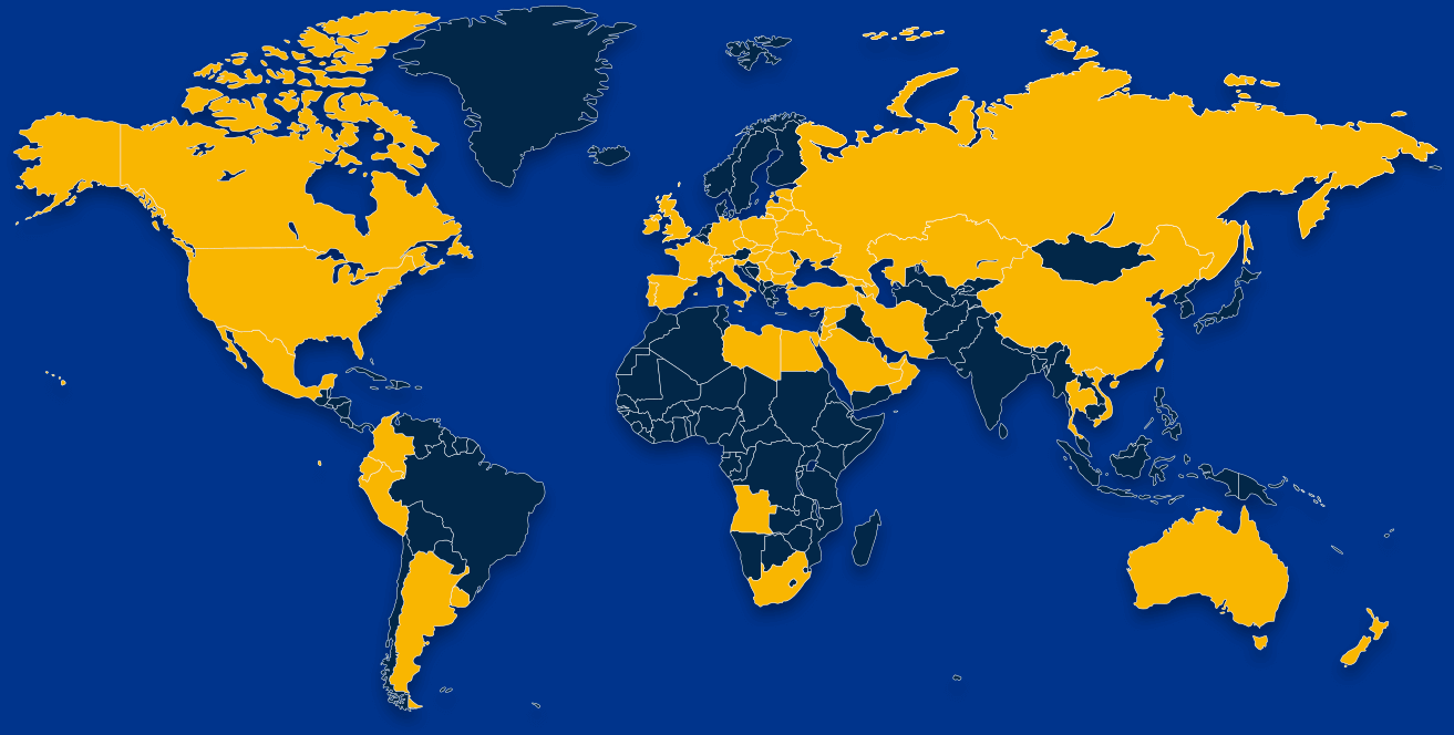 World map showing where IH World schools are located