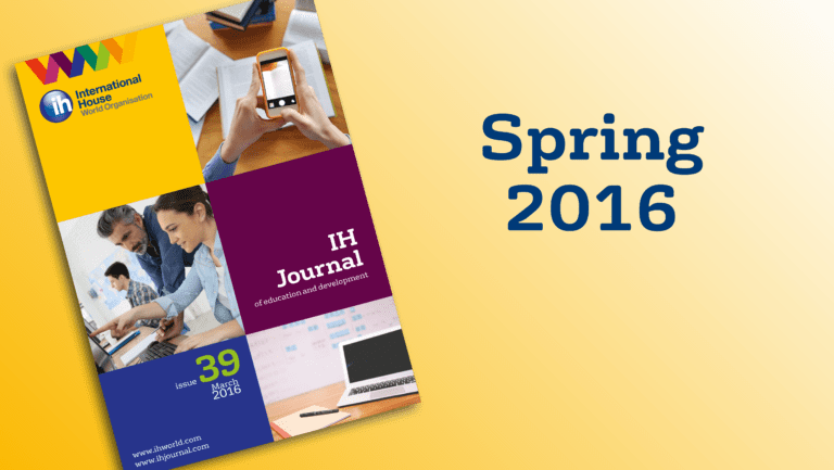 Cover of the IH Journal, Issue 39, March 2016, on a yellow background with the text "Spring 2016" displayed to the right.