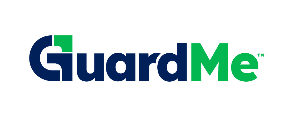 GuardMe logo with the word "Guard" in dark blue and "Me" in green, featuring a stylized "G" with a green square detail.