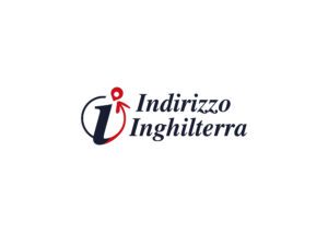 The words Indirizzo Inghiliterra are in italicised writing next to an I encircled by blue and red arrows.