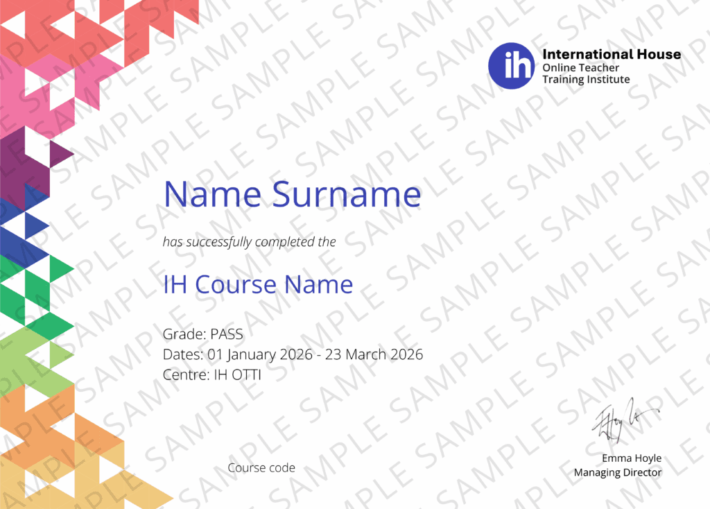Sample certificate OTTI Logo